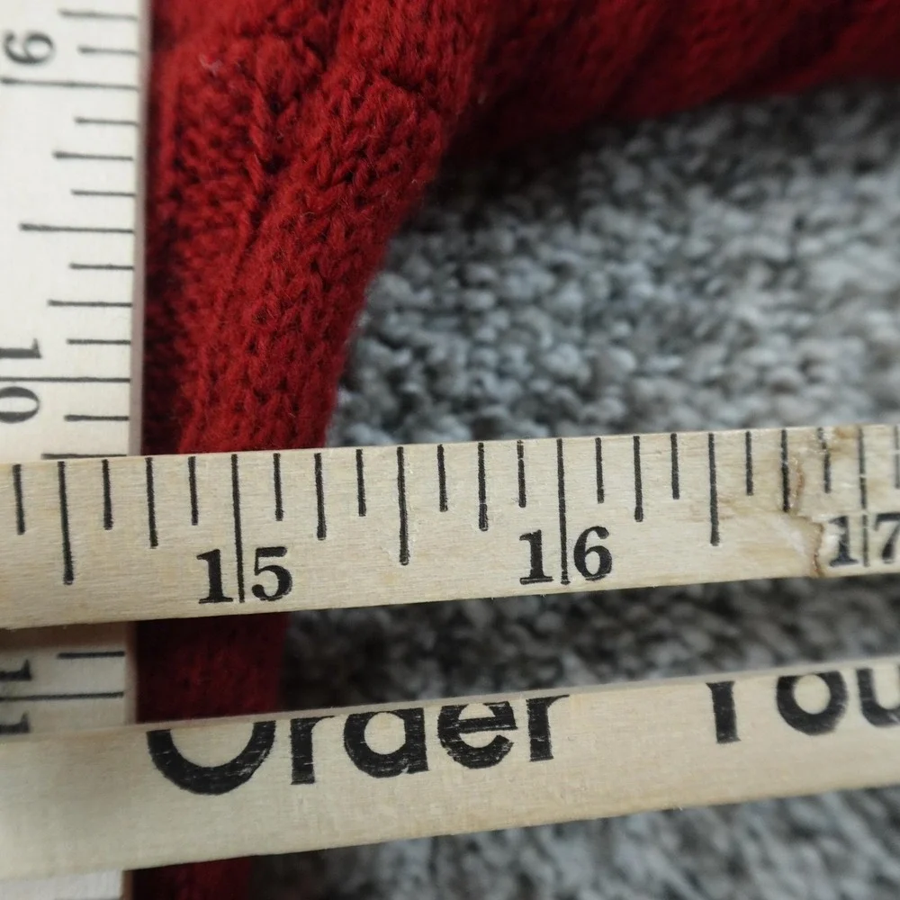 Abercrombie Fitch Sweater Womens S Red Cable Knit V Neck Pullover Moose Logo Y2K - Picture 7 of 10